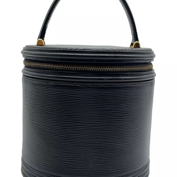 Authentic Louis Vuitton Epi Noir Cannes M48032 Cosmetic HandBag W/Bag - Picture 2 of 11